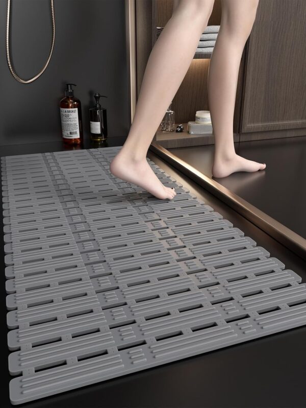 Rubber Bath Mat for Tub Non Slip, 36 x 16 inches Bathtub Mat Non Slip Shower Mats for Inside Shower, Safety Anti Slip Shower Mat with Suction Cups, Easy to Cut Bath Tub Mat, Ink Gray