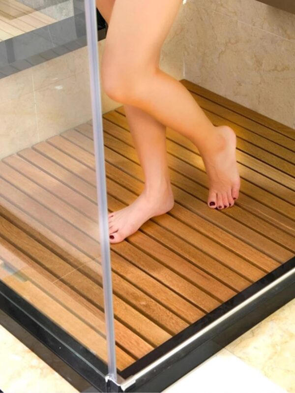 Natural Solid Wood Bath Mat with Handle,Square/Rectangle Shower Mat, Slip Proof Bath Mats for Seniors/K*ids/Pregnant Woman,Indoor Outdoor Wooden Large Floor Mats(40x60cm(16x24inch), Natural)