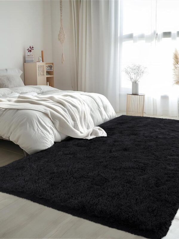 8x10 Area Rugs for Living Room - Large Soft Black Big Shaggy Carpet for Bedroom, Dorm Nursery, Plush Fluffy Fuzzy Rug for Kids, Boys & Girls, Home Decor & Aesthetic Floor Shaggy Rug