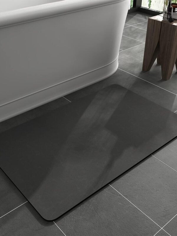 Bath Mat Rug-Rubber Backing Non Slip Quick Dry Absorbent Thin Bathroom Rugs Fit Under Door-Faux Suede Surface Bathroom Floor Mats-Shower Rug for in Front of Bathtub Shower Dark Grey 20"x32"