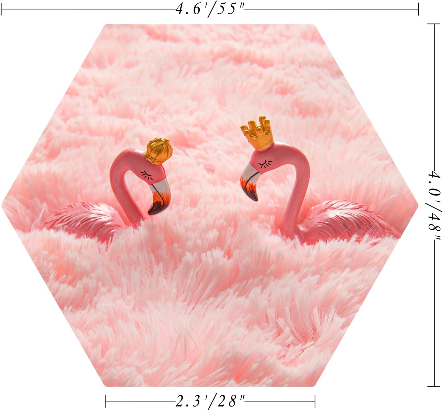 Pink Hexagon Rug for Princess Tent, Fluffy Area Rug for Kids Room, 4x4.6 Feet for Girls Tent, Furry Soft Nursery Rug, Fuzzy Plush Carpet for Teen Girls Bedroom - Image 2