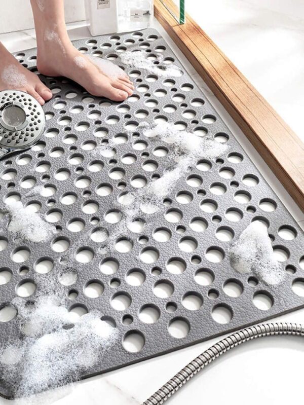 Non Slip Bathtub Mat for Shower — Anti Skid Safety Mat with Strong Suction Cups, Quick Drain Holes, Machine Washable, Soft Bathroom Mat for Elderly & Kids, 30x17 in (75x43 cm) Gray