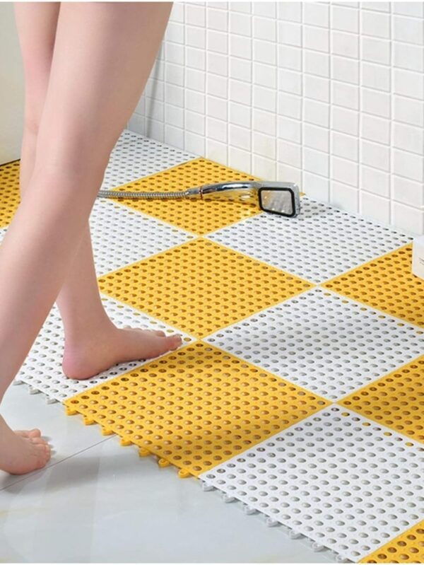 Bathroom Non-Slip Mat Anti-Fall Shower Room Foot Pad Large Hand Washing Bathroom Carpet WC Waterproof Mat, 30x30cm, 1cm Thick (Color : A, Size : 15PCS)