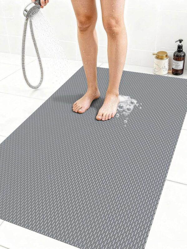 Extra Large Non-Slip Shower Mat, Fast-Dry PVC Bath Stall & Tub Mat, Drain-Hole Design,for Shower Stall Tub for Elderly/Kids,Non Slip Bathroom Safety Accessory,Gray 32"x58"