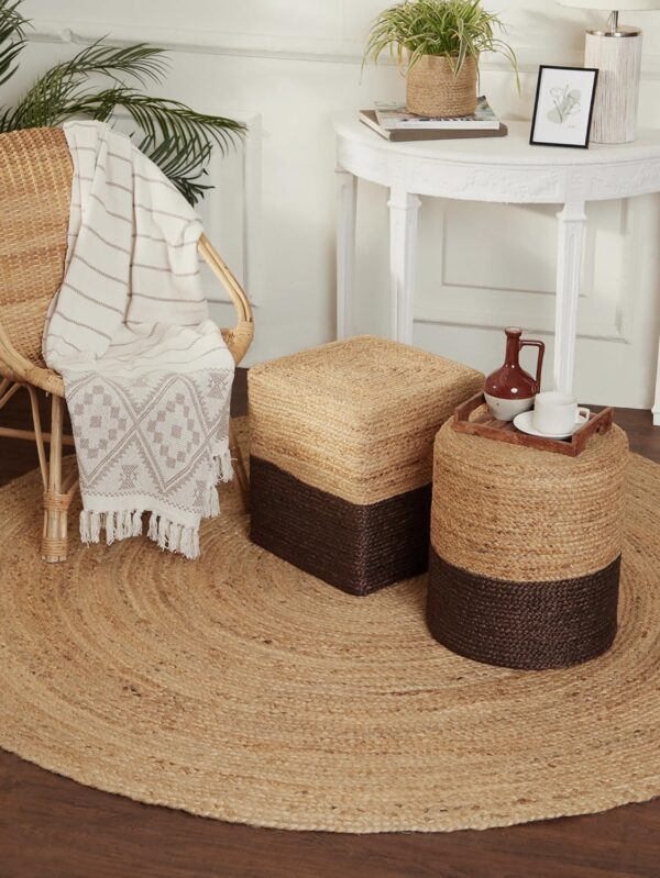Round Area Rug - Hand Woven Braided 100% l Jute - Artisan Made Reversible Boho Jute Rugs for Bedroom - Kitchen - Living Room - Farmhouse - Aesthetic Home Decor (5' Feet - l)