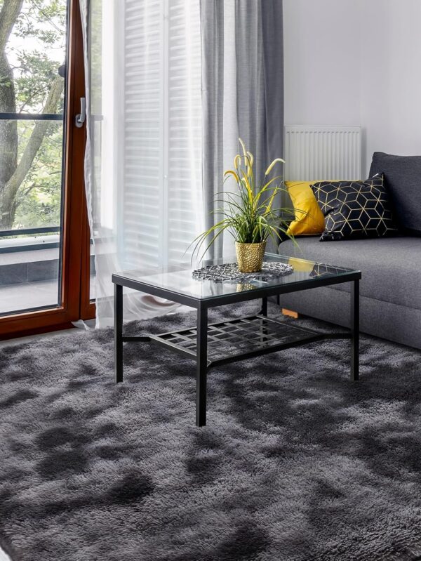 Area Rugs for Bedroom Living Room, 3x5 ft Tie-Dyed Shag Carpet, Fluffy Plush Soft Throw Rug for Kids Nursery Lounge Indoor, Washable Non-Slip Furry Floor Rug for Home Decor, Dark Grey