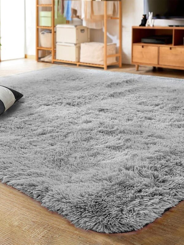 Ultra Soft Indoor Modern Area Rugs Fluffy Living Room Carpets for Children Bedroom Home Decor Nursery Rug 4x5.3 Feet, Gray