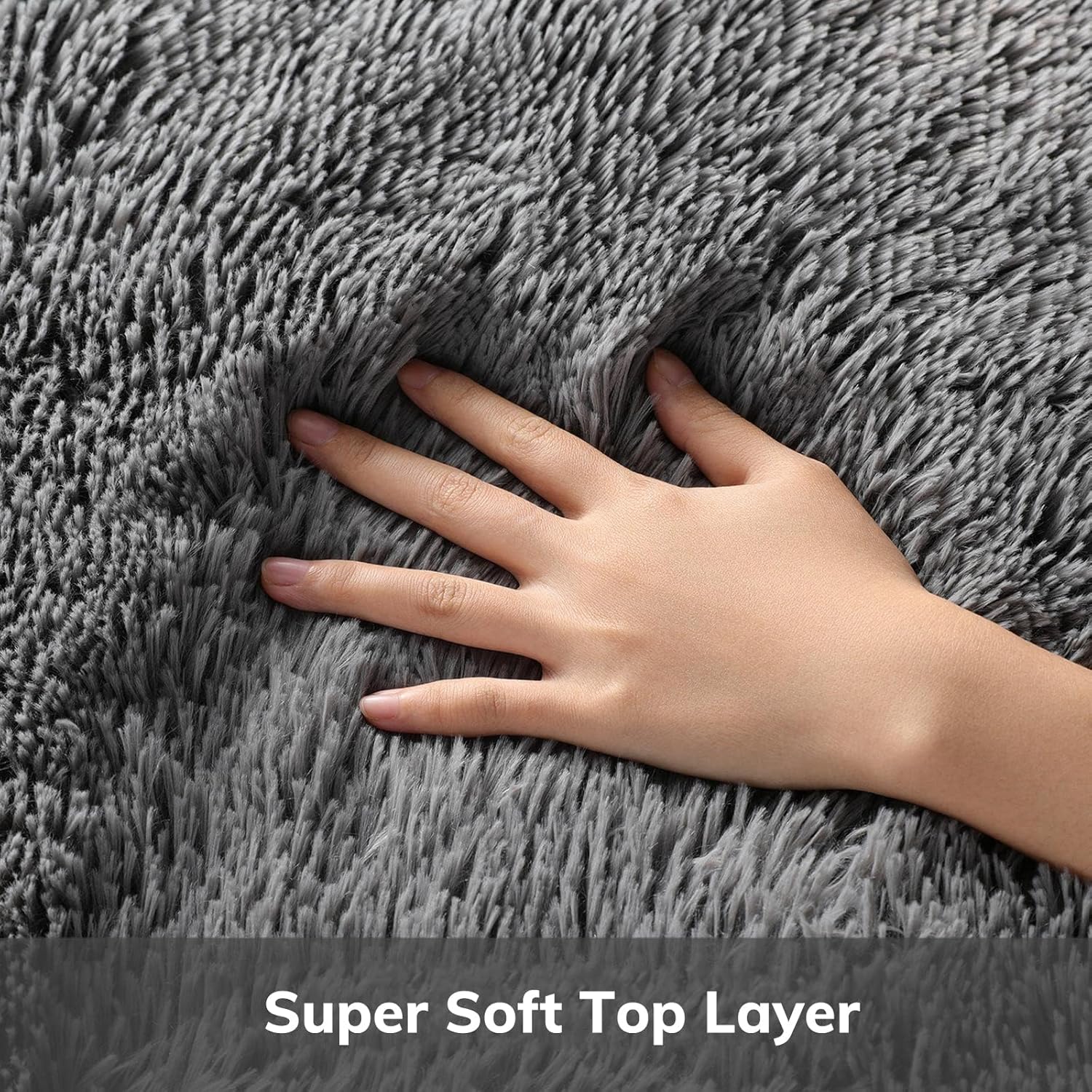 Area Rugs 9x12 Living Room, Large Grey Bedroom Carpet, Big Shag Indoor Thick Soft Nursery Rug, Gray Fluffy Carpets for Boy and Girls Room Dorm Home Decor Aesthetic - Image 2
