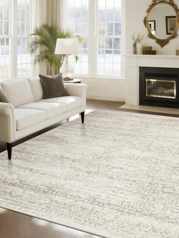 Washable Rugs 8x10 Area Rugs for Living Room,Ultra Soft Faux Wool Retro Rugs for Bedroom,Dining Room,Non Slip&Non-Shedding Low Pile Vintage Print Rug Indoor Large Carpets for Home Office Decor