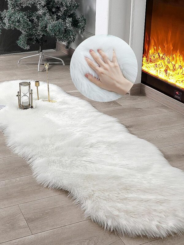 Faux Fur Rug Sheepskin Shag Fluffy Fuzzy White 2x6 ft Runner Rugs for Bedroom Bedside Bed Floor Living Room Plush High-Density Cushion Carpet Super Sofa Cover