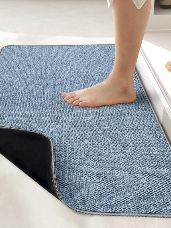 Bath Mat,Ultra Thin Bathroom Rugs,Rubber Bath Mats for Bathroom,No Slip Bath Rugs,Quick Dry,Machine Washable,Low Pile,Absorbent,Shower Outside,Sink,Home Decor Accessories.Blue,1'5"x2'3"(17x27inch)