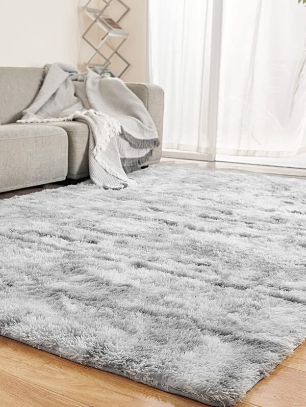 Soft Fluffy 5x7 Shag Area Rugs for Bedroom, Plush Fuzzy Shaggy Carpet Rugs for Living Room Classroom Nursery Home Decor, Tie-Dyed Light Grey Anti-Skid Rugs for Kids Girls Boys