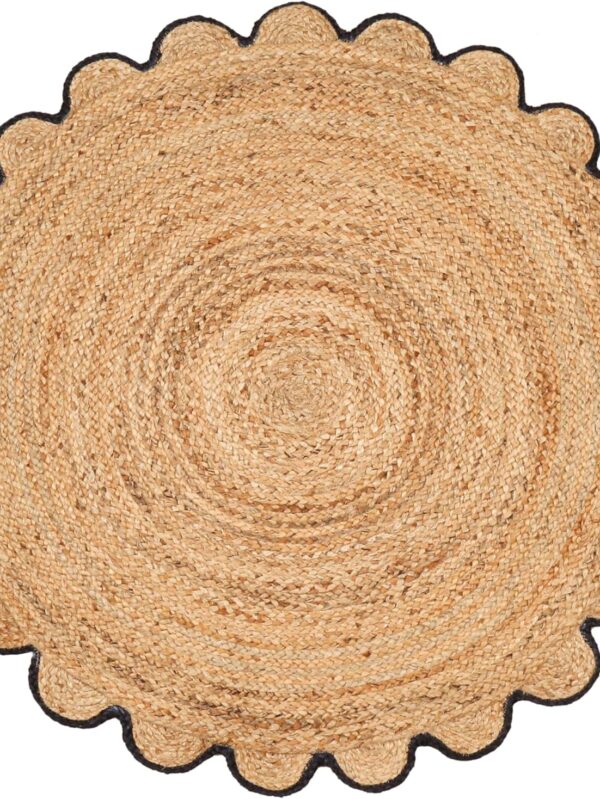 Hand Woven Braided Jute Rug - 4' Round - Reversible Farmhouse Dining Room Rug, Living Room, Bedroom, Kitchen - l Decorative Floor Circle Boho Entry Area Rugs - 4 Foot Round Rug