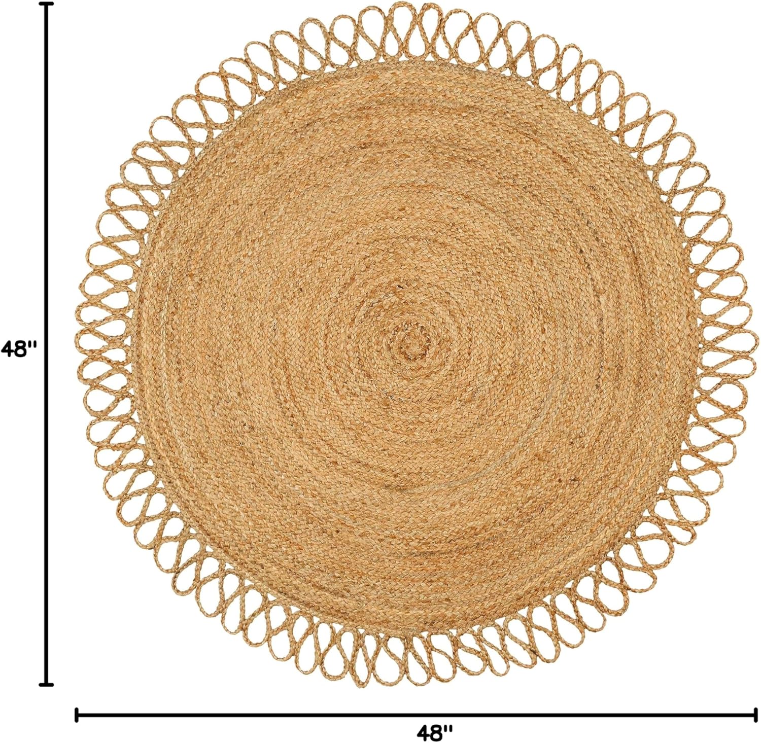 Hand Woven Braided Jute Rug - 4' Round - Reversible Farmhouse Dining Room Rug, Living Room, Bedroom, Kitchen - l Decorative Floor Circle Boho Entry Area Rugs - 4 Foot Round Rug - Image 2