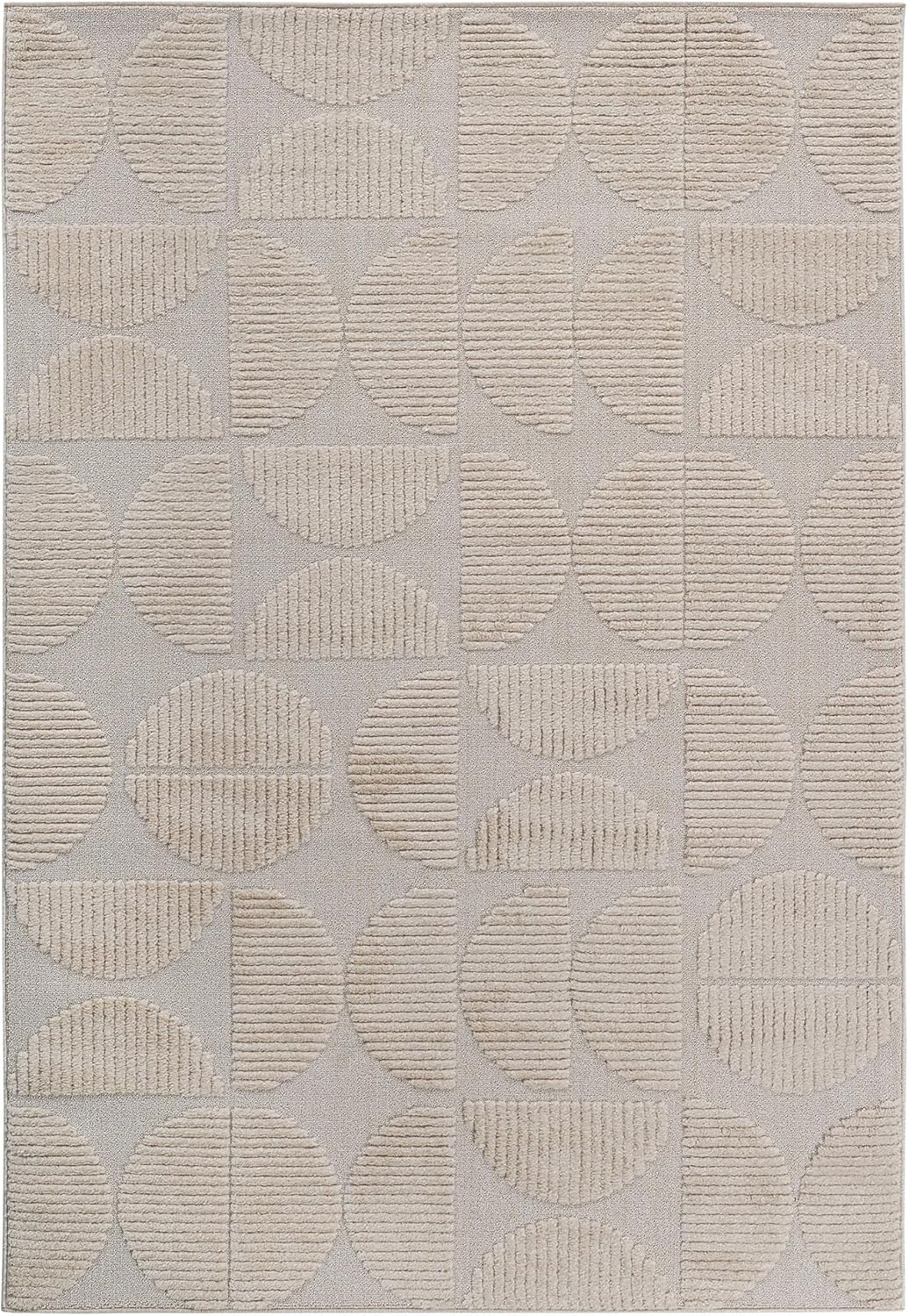 Collection High-Low Beige Indoor Area Rug, 9'x12', Modern, Contemporary, Geometric, Bohemian, Bedroom, Kitchen, Living Room, Non Shedding Carpet - Image 2