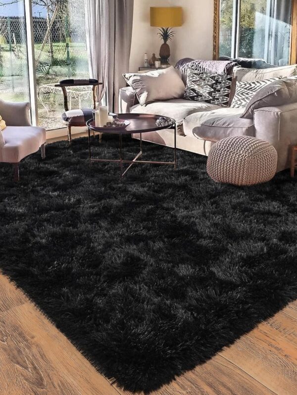 8x10 Area Rugs for Living Room, Ultra Soft Large Shag Black Living Room Rug Fluffy Rug Carpet for Bedroom, Plush Modern Floor Rug for Kids Boys Girls Room Fuzzy Rug for Home Decor Aesthetic