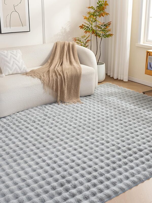 Indoor Area Rug, 3D Bubble Washable Home Decor Carpet for Living Room, Bedroom, 4' W × 6' L, Grey