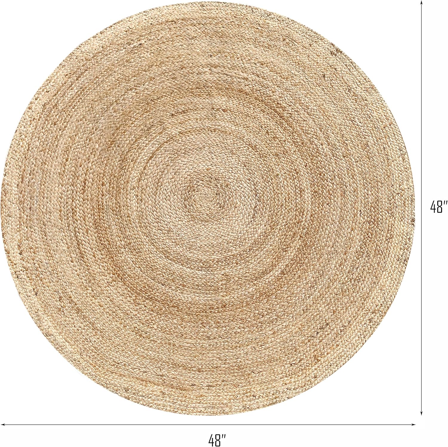 Hand Woven Jute Braided Rug, 4’ Round – l, Reversible Boho Entry Area Rugs for Kitchen, Living Room I Farmhouse Decorative Floor Rug, 4 Feet Round - Image 2