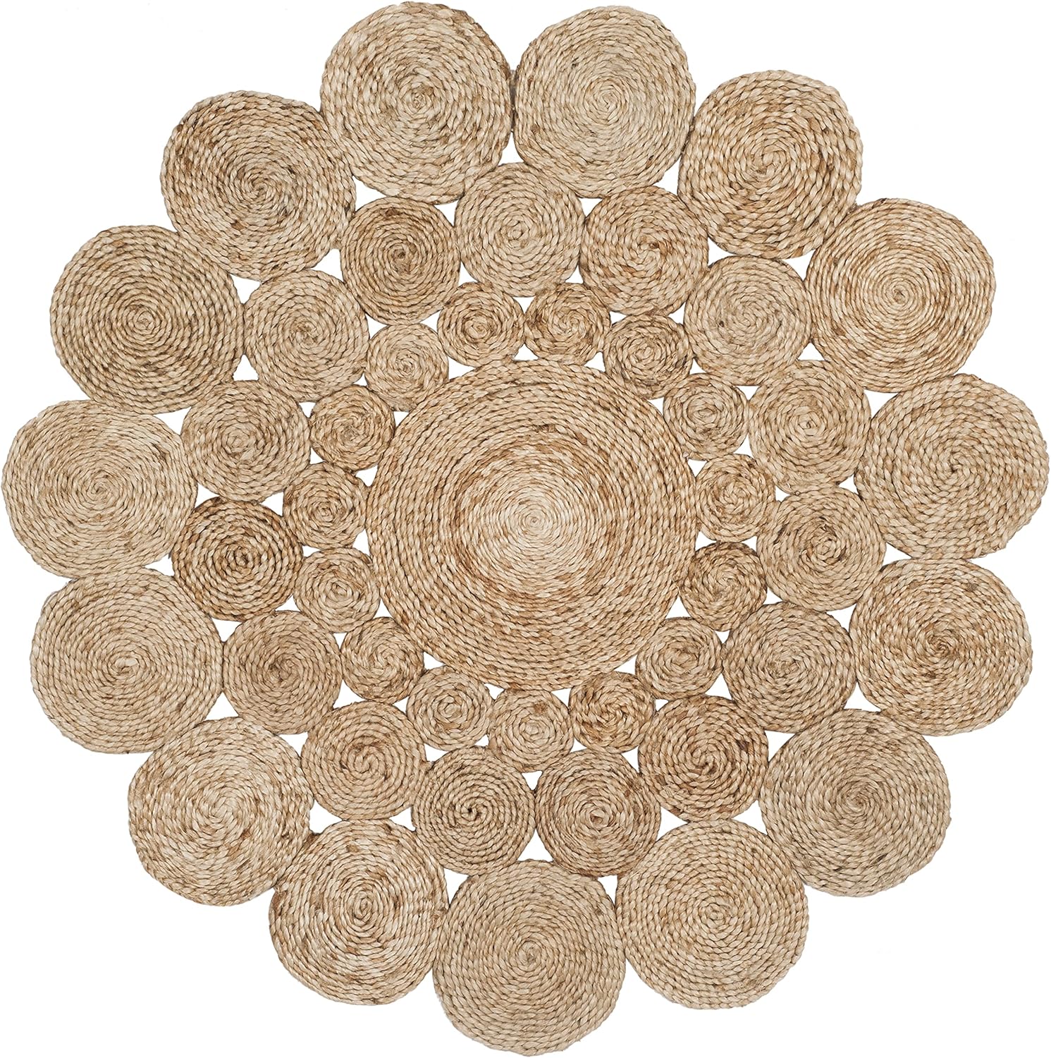 Area Rug - 3' Round, l, Handmade Boho Charm Farmhouse Jute, Ideal for High Traffic Areas in Living Room, Bedroom - Image 2