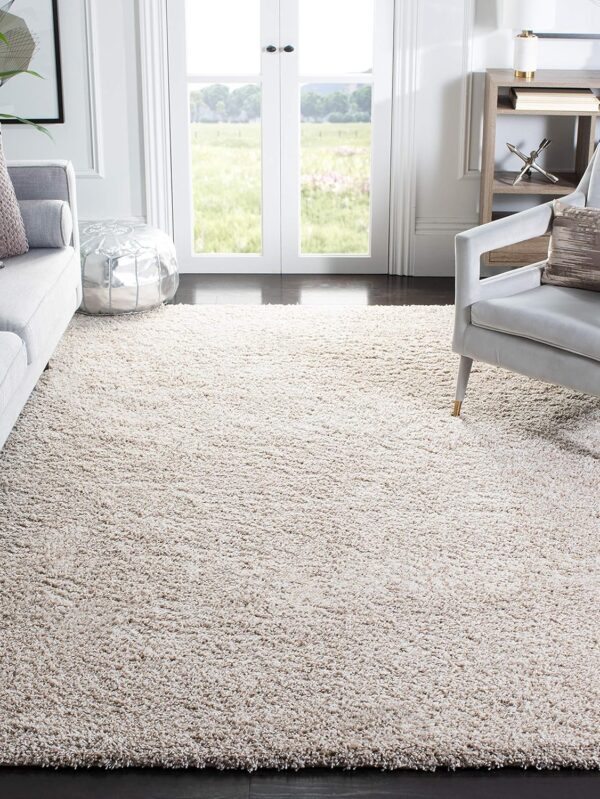 Area Rug - 8' x 10', Beige, Non-Shedding & Easy Care, 2-inch Thick Ideal for High Traffic Areas in Living Room, Bedroom